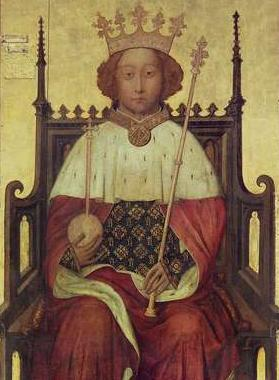 Richard II Plantagenet King of England ca. 1395  reigned 1377-1399 by Unknown Artist   Westminster Abbey UK beginning of modern portraiture
